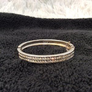 Vintage Swarovski Silver Crystal Bangle Bracelet